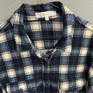 Eden & Olivia Navy & Cream Flannel Plaid Shirt